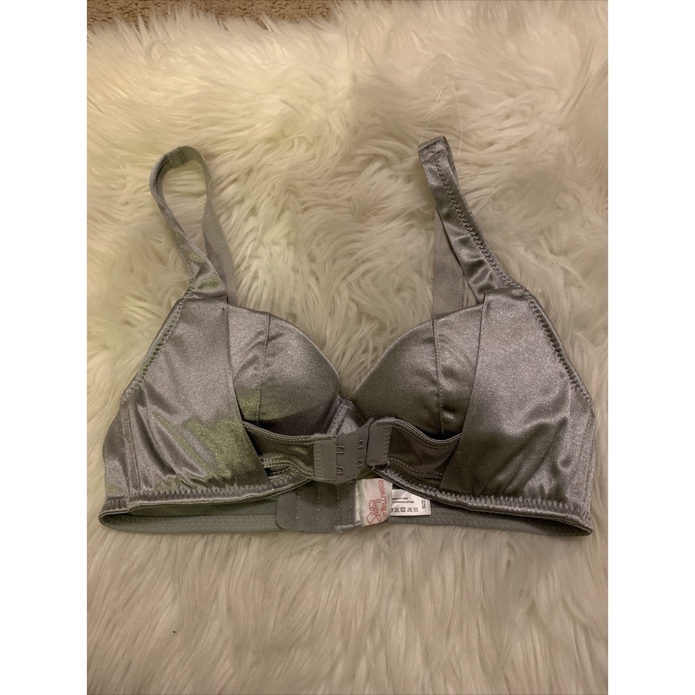 shirley of hollywood lingerie Sexy Metallic Gray Medium Bra Fancy NWOT